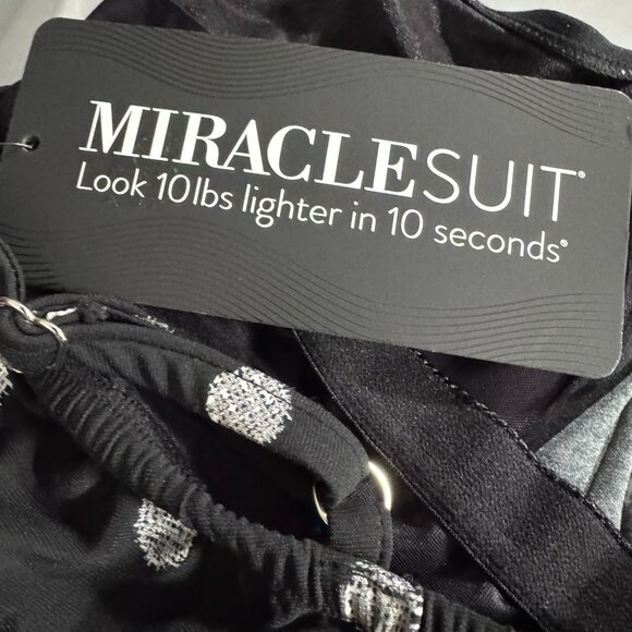 Miraclesuit Love Knot Tankini Swim Top 16W Black Polka Dot Underwire NWT SW-2077 - Picture 6 of 10